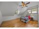 Bedroom featuring a bed with wooden floors, white walls and ceiling fan at 1433 Kern Carlton Rd, Salisbury, NC 28146