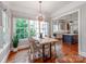 Charming breakfast nook with a rustic table and scenic backyard views at 1600 Princeton Ave, Charlotte, NC 28209