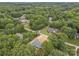 Wide aerial shot of a neighborhood featuring a new home surrounded by mature trees and well-kept properties at 209 Stafford Estates Dr, Salisbury, NC 28146