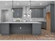 Gourmet kitchen features gray cabinets, a white subway tile backsplash, and a large island at 209 Stafford Estates Dr, Salisbury, NC 28146
