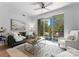 Inviting living room with a plush sofa, contemporary decor, and access to a private balcony at 300 W Fifth St # 509, Charlotte, NC 28202