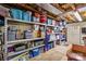 Basement storage area with ample shelving and organizational bins, offering practical storage solutions at 402 Swaim Ct, Salisbury, NC 28147