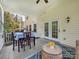 Covered patio with dining table, chairs, and an outdoor view at 4113 Edgeview Dr, Indian Trail, NC 28079