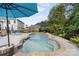 Private pool with lush landscaping, umbrellas, lounge chairs, and a well-manicured backyard at 4500 Carrington Dr, Lancaster, SC 29720