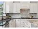 Modern kitchen featuring granite countertops, white cabinetry, and a stylish backsplash, creating a clean and sophisticated look at 5046 Cressingham Dr, Fort Mill, SC 29707