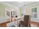 Office space featuring hardwood floors, a white desk, and natural lighting at 5046 Cressingham Dr, Fort Mill, SC 29707