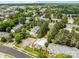 An aerial perspective shows a community pool surrounded by lush trees and well maintained homes at 5305 Waverly Lynn Ln # 4A, Charlotte, NC 28269