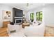 Bright living room featuring a fireplace, large windows, and stylish furniture at 550 W Cama St, Charlotte, NC 28217