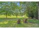 Scenic backyard featuring mature trees and a serene view, perfect for outdoor relaxation at 6350 Mount Pleasant S Rd, Concord, NC 28025