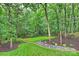 Backyard with professionally maintained lawn, mature trees and landscaping at 6722 Elmstone Dr, Charlotte, NC 28277