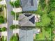 Aerial top-down view of a backyard featuring a patio, hot tub, and beautifully landscaped lawn at 998 Emory Ln, Fort Mill, SC 29708