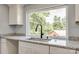 Close-up of granite countertops, white cabinets, and a modern stainless steel sink at 1224 Martin Rd, Hickory Grove, SC 29717