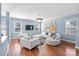 Open living room featuring hardwood floors, many windows, stylish seating, and a large television at 2213 Iron Works Dr, Clover, SC 29710