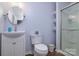 Bathroom with white vanity, toilet and shower at 2618 Pineview Dr, Lancaster, SC 29720