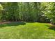 Beautifully maintained backyard featuring lush green grass and mature trees offering shade and privacy at 3009 Botetourt Ct, Weddington, NC 28104