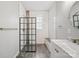 Modern bathroom with a glass-enclosed shower and double sink vanity at 3013 Coventry Commons Dr, Mint Hill, NC 28227