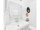 Bright bathroom features a modern vanity with a sleek mirror and decorative circular wall decor at 4905 Chestnut Lake Dr, Charlotte, NC 28227
