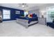 Spacious main bedroom with a king-size bed, and a ceiling fan with natural light streaming through large windows at 6914 Evanton Loch Rd, Charlotte, NC 28278