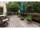 Relaxing outdoor deck with a seating area, table, and view of the lush backyard at 8008 Alba Ct, Charlotte, NC 28269