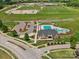 Aerial shot of community amenities, including a pool, sports fields, and well-kept grounds at 807 Herrons Ferry Rd, Rock Hill, SC 29730