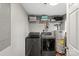 Modern laundry room with gray washer and dryer and convenient upper shelf for storage at 85 Ruritan Park Rd, Stony Point, NC 28678