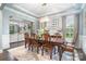 Elegant dining room with hardwood floors, decorative lighting, and a large table at 9032 Cornflower Dr, Harrisburg, NC 28075