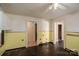 Open kitchen view showcases dark hardwood flooring and unique tile accents at 1070 Nc 182 Hwy, Lincolnton, NC 28092
