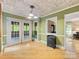 Dining area with French doors leading to the outside and decorative ceiling at 10710 Bristlecone Ct, Mint Hill, NC 28227
