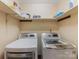Laundry room with white washer and dryer, shelving and light walls at 10710 Bristlecone Ct, Mint Hill, NC 28227