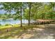 Serene lake view with a covered picnic area, ideal for outdoor gatherings and lakeside relaxation at 1102 Lake Montonia Rd, Kings Mountain, NC 28086