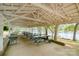 Covered pavilion with picnic tables overlooking the lake, perfect for outdoor dining and relaxation at 1102 Lake Montonia Rd, Kings Mountain, NC 28086