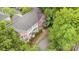 Overhead view reveals the layout of the condo and surrounding greenery at 1136 W 1St St, Charlotte, NC 28202