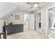 Neutral bedroom with a ceiling fan, closet, and dresser at 116 Oak Creek Dr, Charlotte, NC 28270