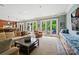 Bright living room with comfortable seating, large windows, and access to outdoor patio with French doors at 11710 Ney Manor Way, Charlotte, NC 28277