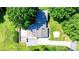 Aerial view of a well-maintained property, featuring a dark roof, gravel area, and vibrant green surroundings at 201 Forest Rd, Taylorsville, NC 28681