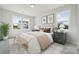 Serene bedroom with neutral tones, featuring two windows and stylish decor for a relaxing atmosphere at 203 Balboa St, Matthews, NC 28104