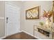 Inviting entryway features dark hardwood floors, a white front door, and stylish decor at 2522 Richland Balsam Dr # 450, Fort Mill, SC 29715