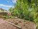 Fenced backyard garden with raised beds and young plants, perfect for gardening enthusiasts at 3225 Mill Pond Rd, Charlotte, NC 28226