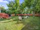 Backyard with wooden fence, mature trees, and large patio area at 339 Arnold St, Rock Hill, SC 29730