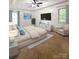 This main bedroom has a tray ceiling, plush carpet and a large screen TV at 3430 Fincher Blvd, Charlotte, NC 28269