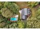 Aerial view showcasing the home's layout, private pool, and expansive, tree-lined property at 5317 Black Oak Ln # 11, Waxhaw, NC 28173