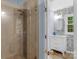 Bathroom with glass shower and modern vanity at 5317 Black Oak Ln # 11, Waxhaw, NC 28173