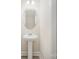 Clean and modern powder room features a pedestal sink and neutral decor at 705 Hinterland Ln, Matthews, NC 28104