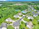 An aerial view of a neighborhood with a swimming pool, tennis courts, and clubhouse at 7480 Katelyn Ct, Harrisburg, NC 28075