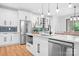 Contemporary kitchen featuring white cabinets, stainless steel appliances, and a central island with a modern sink at 106 Arbor Dr, Waxhaw, NC 28173