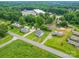 A birds eye view of a neighborhood with mature trees, lawns, and nearby commercial area at 201 Robinson Rd, Gastonia, NC 28056