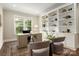 Bright home office featuring custom built-ins, a large window, and modern decor at 3009 Ocaso Ct, Matthews, NC 28104