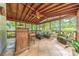 Relaxing screened porch with ceiling fan, comfortable seating, and wood ceiling at 3318 Providence Hills Dr, Matthews, NC 28105