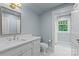 Modern bathroom featuring a vanity with ample storage and a view of the tiled shower area at 413 E Worthington Ave, Charlotte, NC 28203