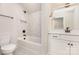 Elegant bathroom with a modern vanity, sleek fixtures, and a luxurious tub and shower combo at 5408 Unionville Brief Rd, Unionville, NC 28110